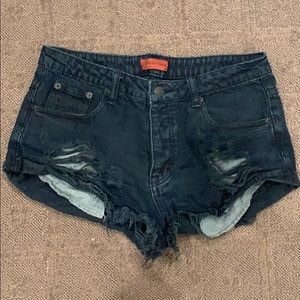 black denim jean shorts